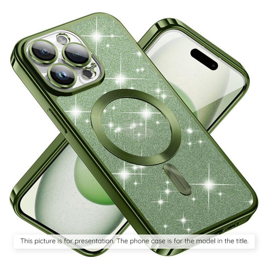 MagSafe hoesje voor Apple iPhone 17, Techsuit, Luxury Glitter, Donkergroen