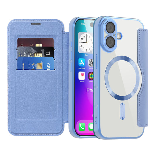 MagSafe hoes voor Apple iPhone 17, Techsuit, SmartMag Book, Blauw