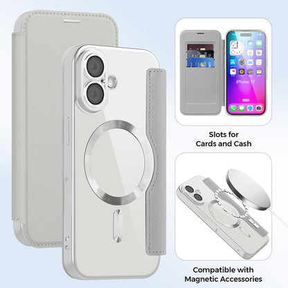 MagSafe hoes voor Apple iPhone 17, Techsuit, SmartMag Book, Gri