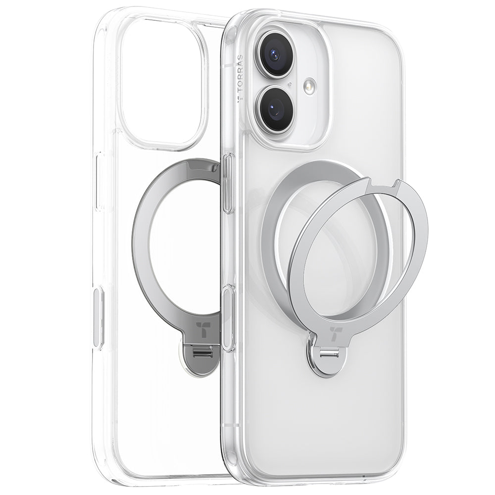 MagSafe hoesje voor Apple iPhone 17, Torras, Ostand Spin, Transparant