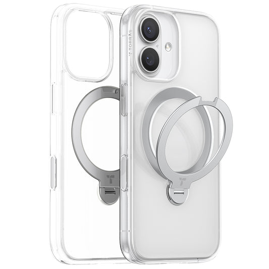 MagSafe hoesje voor Apple iPhone 17, Torras, Ostand Spin, Transparant