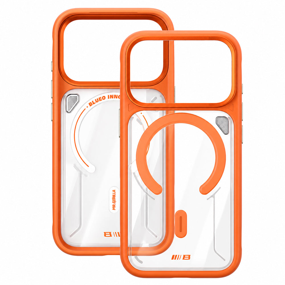 MagSafe-hoesje voor Apple iPhone 18 Pro / 17 Pro, Blueo, Heat Dissipation Stand, transparant satijnoranje