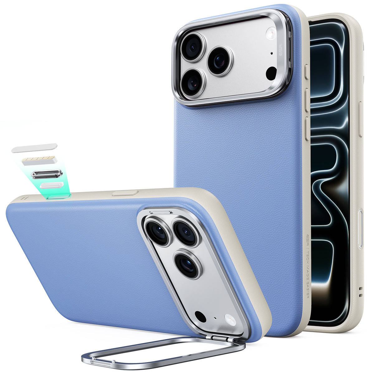 MagSafe-hoes voor Apple iPhone 18 Pro / 17 Pro, ESR, Atelier met standaard, Blauw