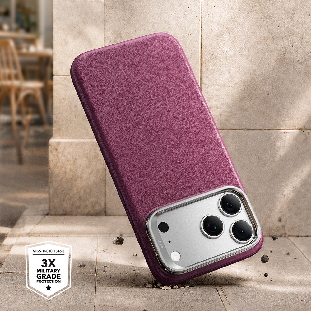 MagSafe-hoesje voor Apple iPhone 18 Pro / 17 Pro, ESR, Atelier met standaard, Donkerrood Satijn