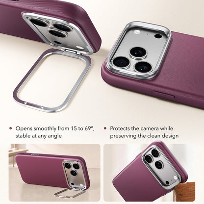 MagSafe-hoesje voor Apple iPhone 18 Pro / 17 Pro, ESR, Atelier met standaard, Donkerrood Satijn