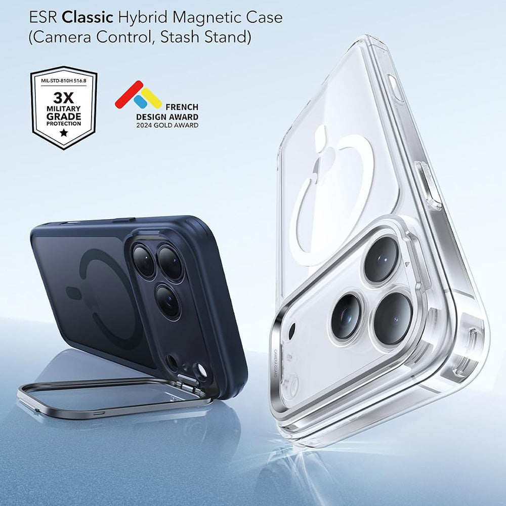 MagSafe-hoes voor Apple iPhone 18 Pro / 17 Pro, ESR, Classic Hybrid Kickstand, Satin Blauw