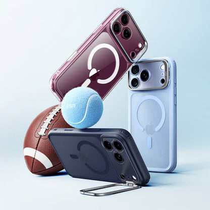 MagSafe-hoesje voor Apple iPhone 18 Pro / 17 Pro, ESR, Classic Hybrid Kickstand, Satin Blauw