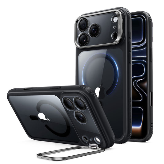 MagSafe-hoesje voor Apple iPhone 18 Pro / 17 Pro, ESR, Classic Hybrid Kickstand, Zwart Transparant
