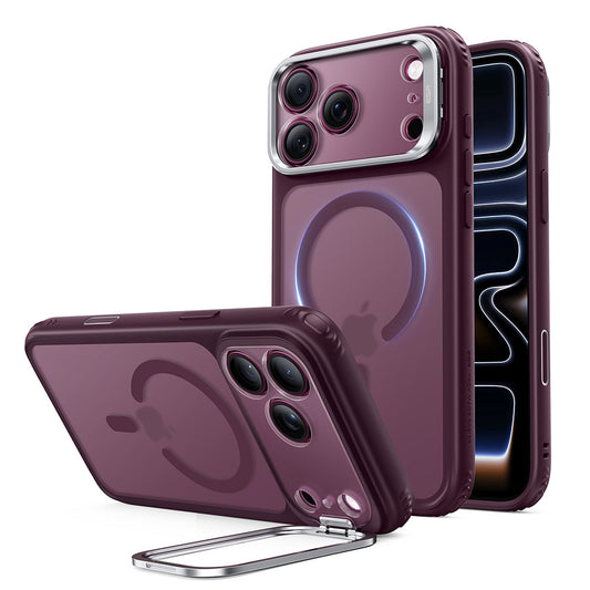 MagSafe-hoesje voor Apple iPhone 18 Pro / 17 Pro, ESR, Classic Hybrid Kickstand, Donkerrood Satijn
