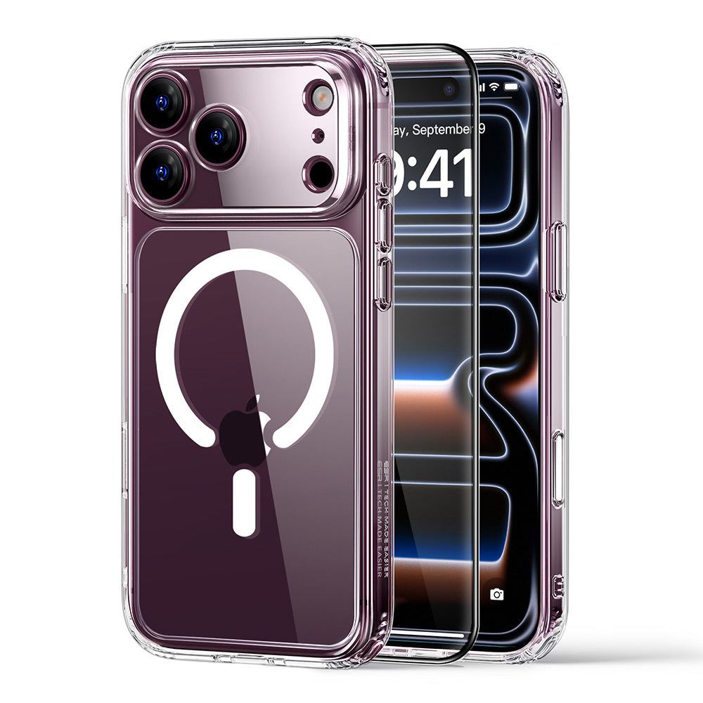 MagSafe-hoesje voor Apple iPhone 18 Pro / 17 Pro, ESR, Classic Hybrid met schermbeschermer, Transparant