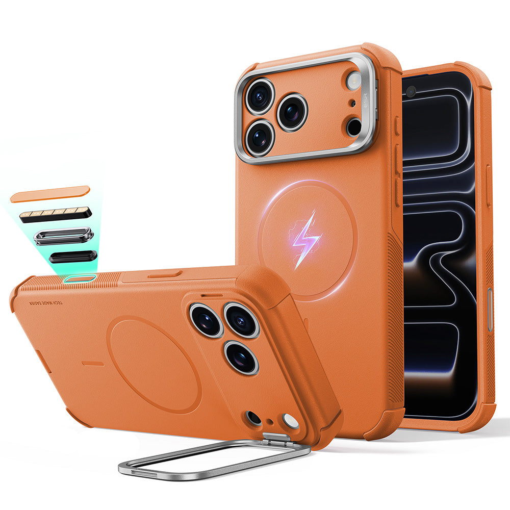 MagSafe-hoes voor Apple iPhone 18 Pro / 17 Pro, ESR, Cyber Armor Kickstand, Oranje