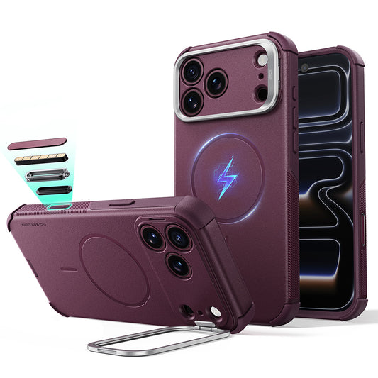 MagSafe-hoes voor Apple iPhone 18 Pro / 17 Pro, ESR, Cyber Armor Kickstand, Donkerrood Satijn