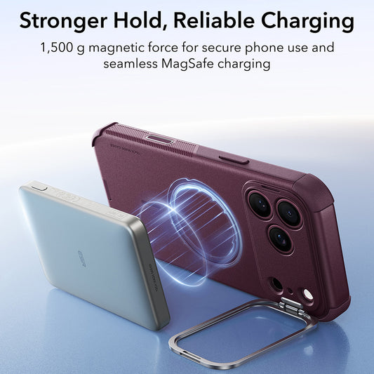 MagSafe-hoes voor Apple iPhone 18 Pro / 17 Pro, ESR, Cyber Armor Kickstand, Donkerrood Satijn