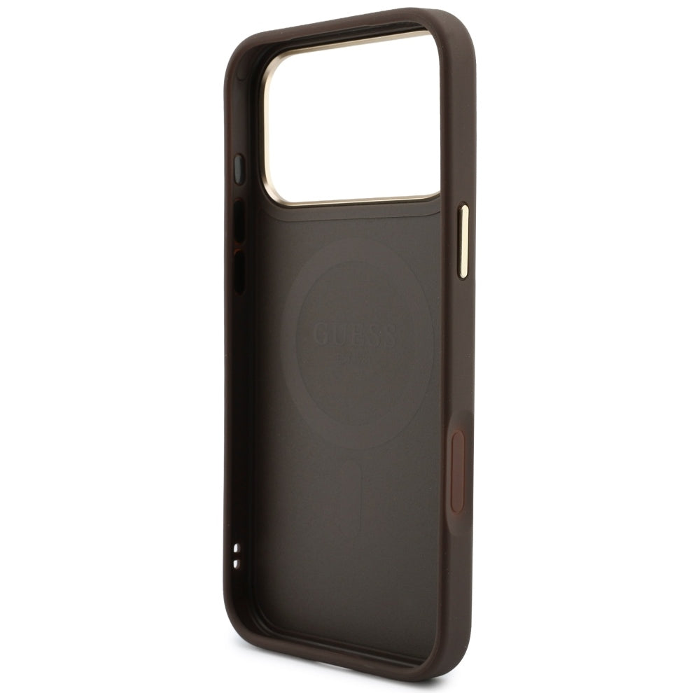 MagSafe-hoesje voor Apple iPhone 18 Pro / 17 Pro, Guess, 4G Cardslot, bruin