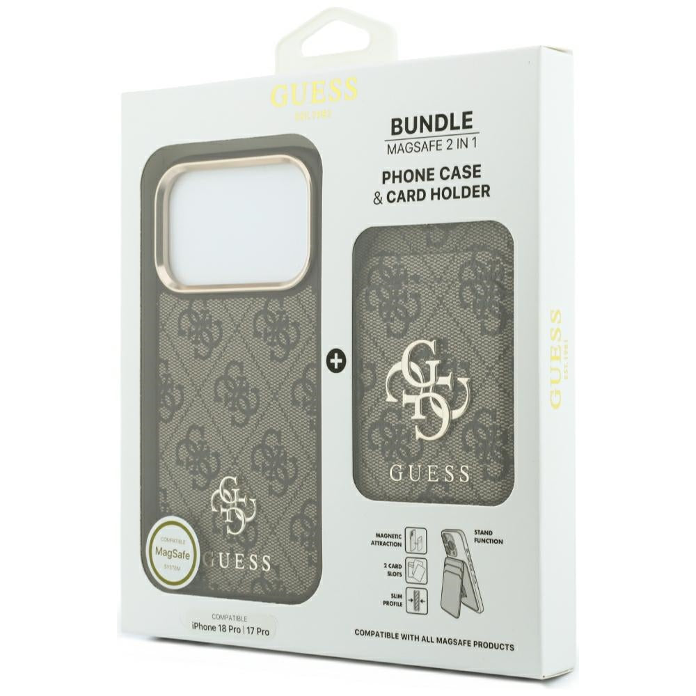 MagSafe-hoesje voor Apple iPhone 18 Pro / 17 Pro, Guess, 4G Cardslot, bruin