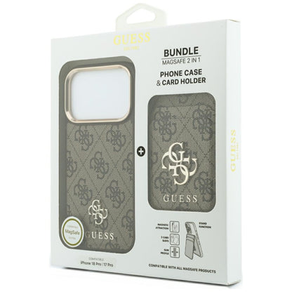 MagSafe-hoesje voor Apple iPhone 18 Pro / 17 Pro, Guess, 4G Cardslot, bruin