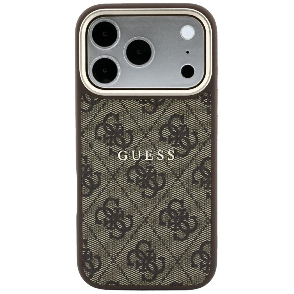 MagSafe-hoesje voor Apple iPhone 18 Pro / 17 Pro, Guess, 4G Embossed Classic, Bruin