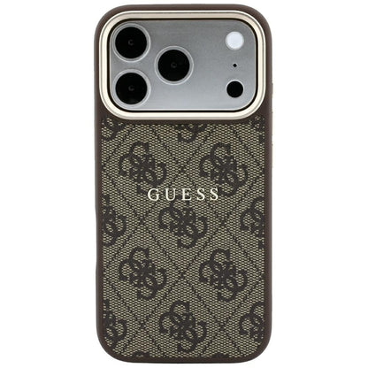 MagSafe-hoesje voor Apple iPhone 18 Pro / 17 Pro, Guess, 4G Embossed Classic, Bruin