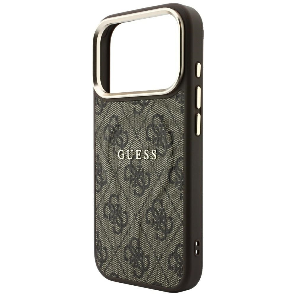 MagSafe-hoesje voor Apple iPhone 18 Pro / 17 Pro, Guess, 4G Embossed Classic, Bruin