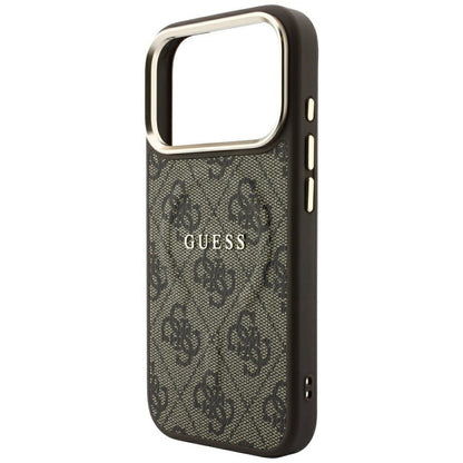 MagSafe-hoesje voor Apple iPhone 18 Pro / 17 Pro, Guess, 4G Embossed Classic, Bruin