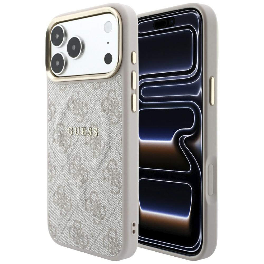 MagSafe-hoesje voor Apple iPhone 18 Pro / 17 Pro, Guess, 4G Embossed Classic, Roze