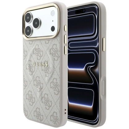 MagSafe-hoesje voor Apple iPhone 18 Pro / 17 Pro, Guess, 4G Embossed Classic, Roze