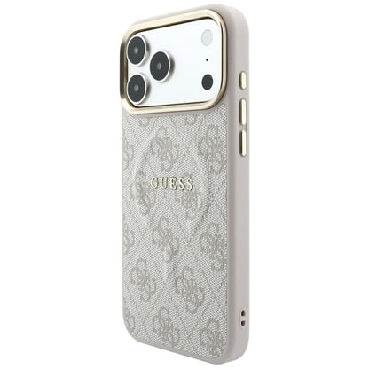 MagSafe-hoesje voor Apple iPhone 18 Pro / 17 Pro, Guess, 4G Embossed Classic, Roze