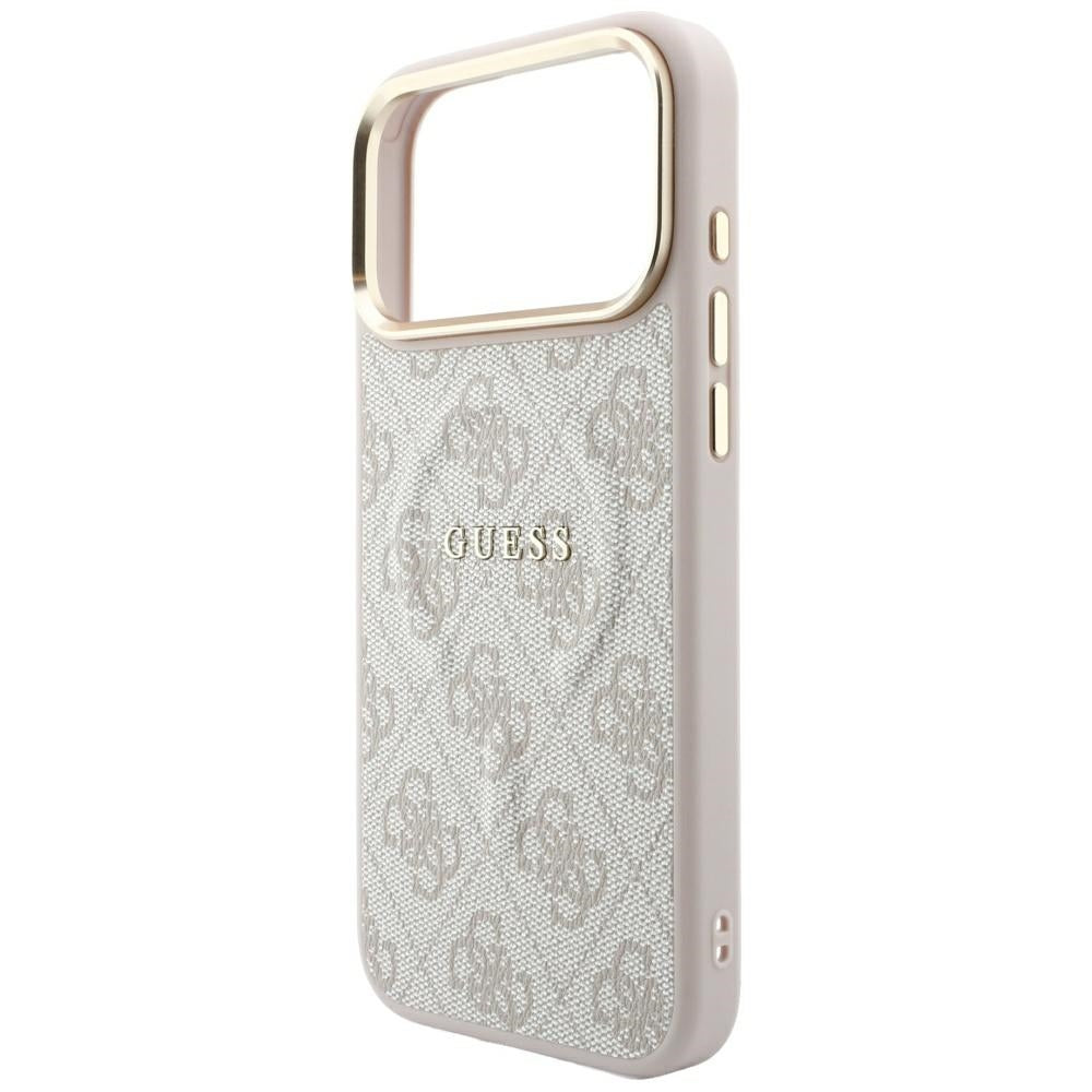 MagSafe-hoesje voor Apple iPhone 18 Pro / 17 Pro, Guess, 4G Embossed Classic, Roze