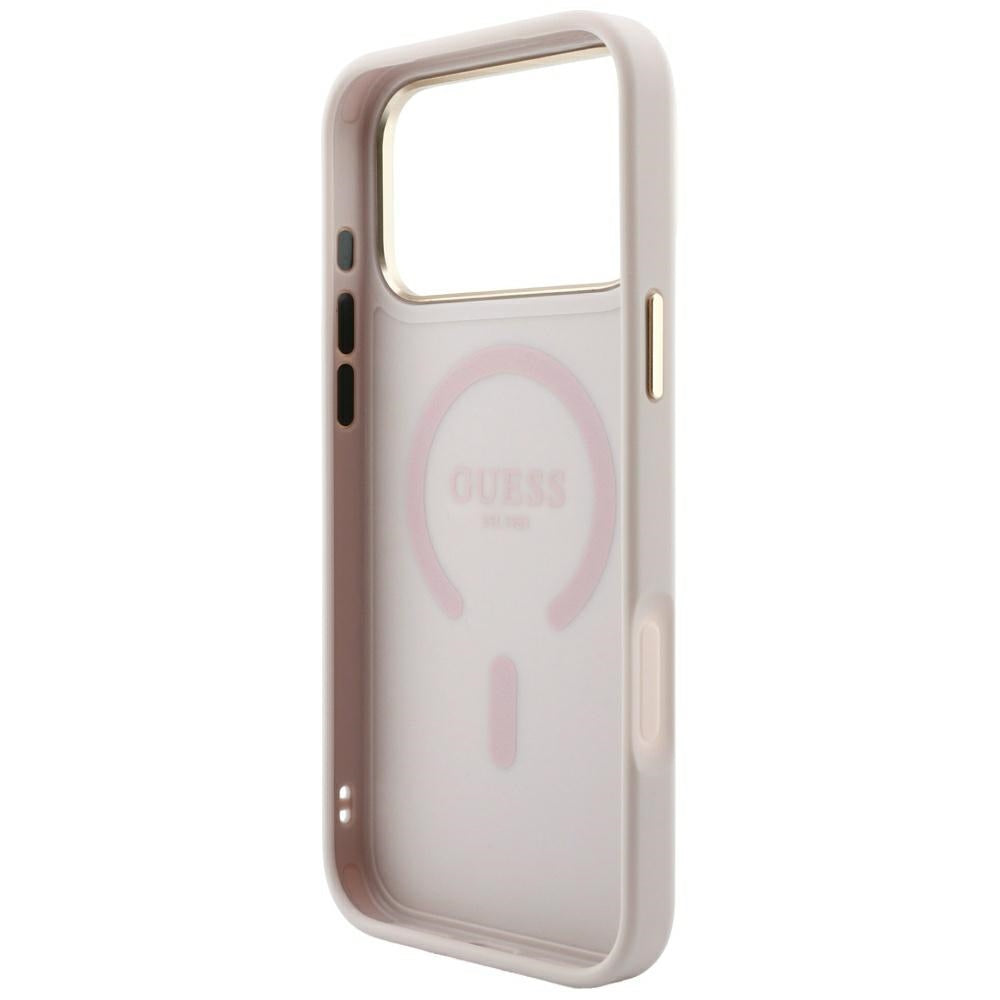 MagSafe-hoesje voor Apple iPhone 18 Pro / 17 Pro, Guess, 4G Embossed Classic, Roze