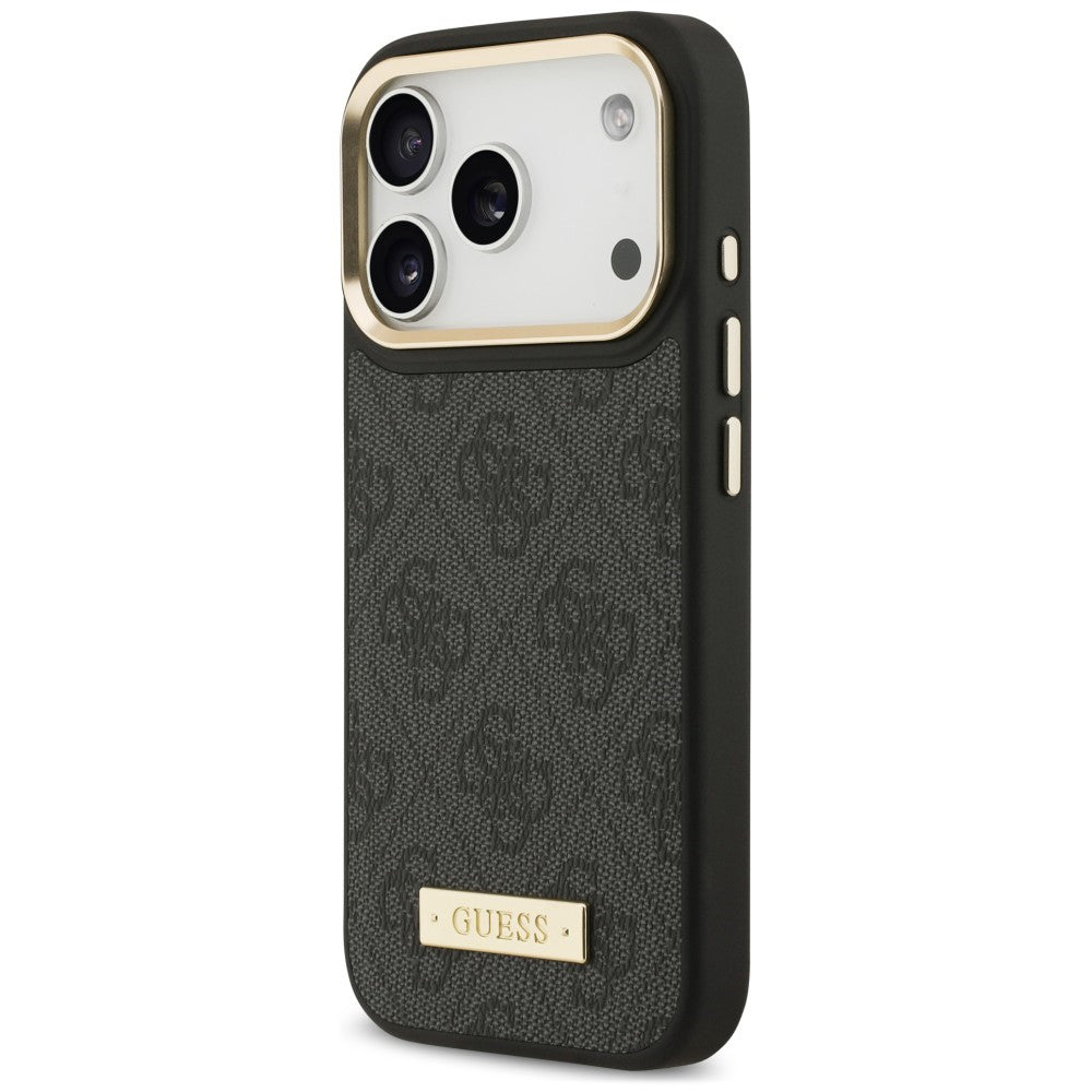 MagSafe-hoesje voor Apple iPhone 18 Pro / 17 Pro, Guess, 4G Logo Plate, zwart