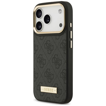 MagSafe-hoesje voor Apple iPhone 18 Pro / 17 Pro, Guess, 4G Logo Plate, zwart
