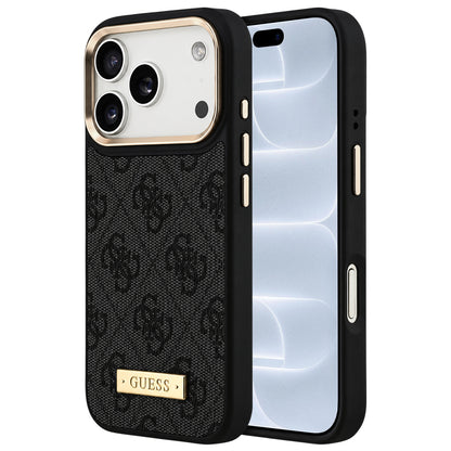 MagSafe-hoesje voor Apple iPhone 18 Pro / 17 Pro, Guess, 4G Logo Plate, zwart