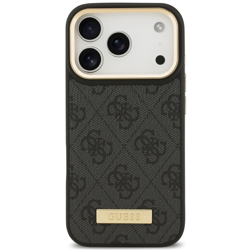 MagSafe-hoesje voor Apple iPhone 18 Pro / 17 Pro, Guess, 4G Logo Plate, zwart