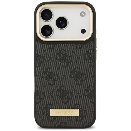 MagSafe-hoesje voor Apple iPhone 18 Pro / 17 Pro, Guess, 4G Logo Plate, zwart