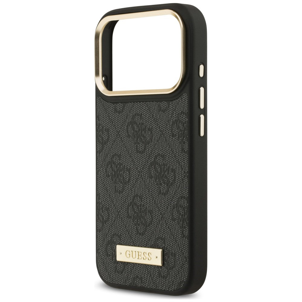 MagSafe-hoesje voor Apple iPhone 18 Pro / 17 Pro, Guess, 4G Logo Plate, zwart