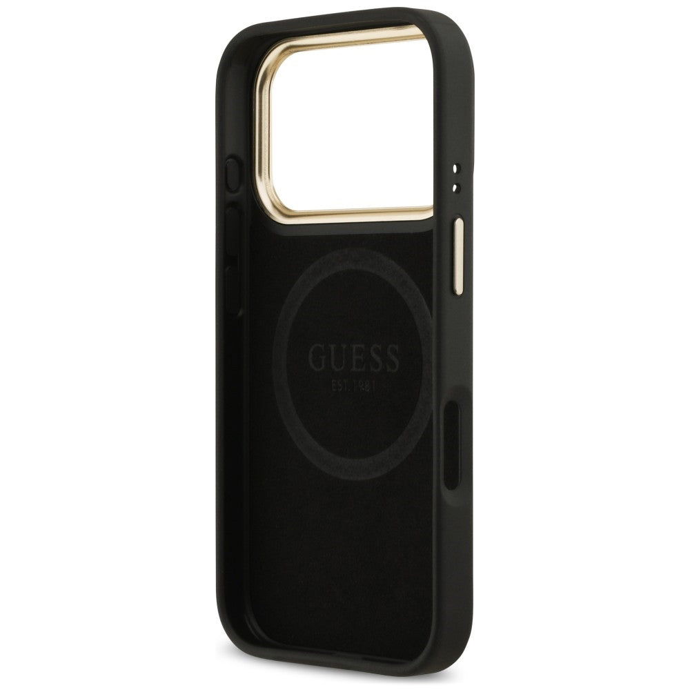 MagSafe-hoesje voor Apple iPhone 18 Pro / 17 Pro, Guess, 4G Logo Plate, zwart