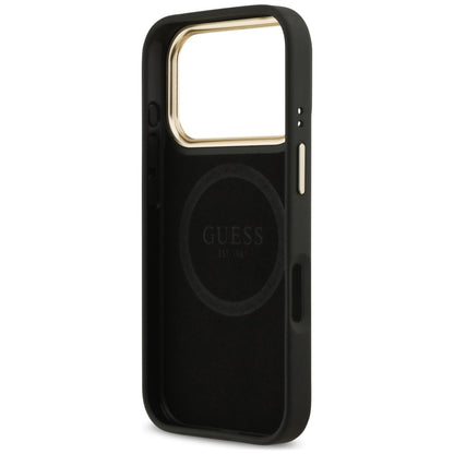 MagSafe-hoesje voor Apple iPhone 18 Pro / 17 Pro, Guess, 4G Logo Plate, zwart