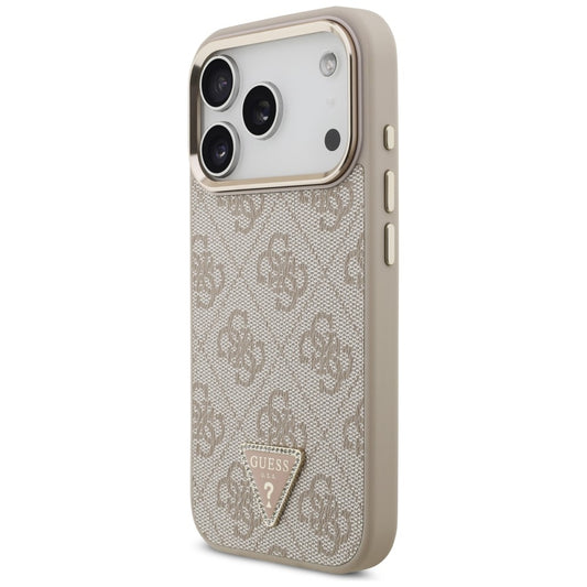 MagSafe-hoesje voor Apple iPhone 18 Pro / 17 Pro, Guess, 4G Triangle Logo, Roze Goudkleurig