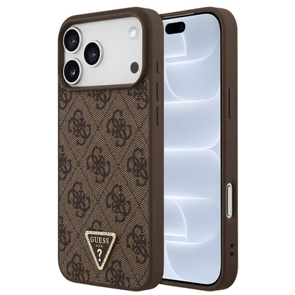 MagSafe-hoesje voor Apple iPhone 18 Pro / 17 Pro, Guess, 4G Triangle Strass, Bruin