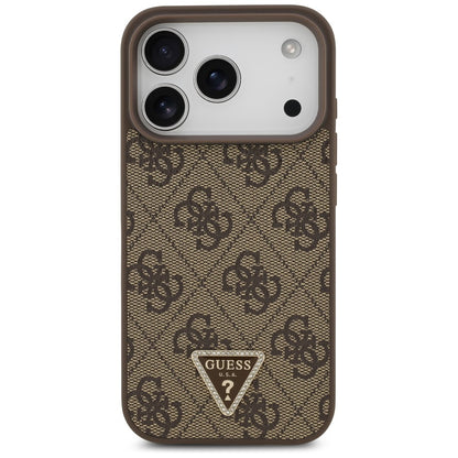 MagSafe-hoesje voor Apple iPhone 18 Pro / 17 Pro, Guess, 4G Triangle Strass, Bruin