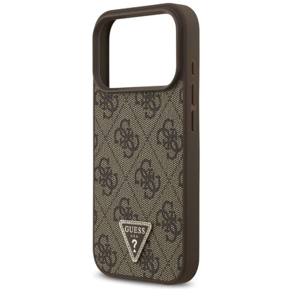 MagSafe-hoesje voor Apple iPhone 18 Pro / 17 Pro, Guess, 4G Triangle Strass, Bruin