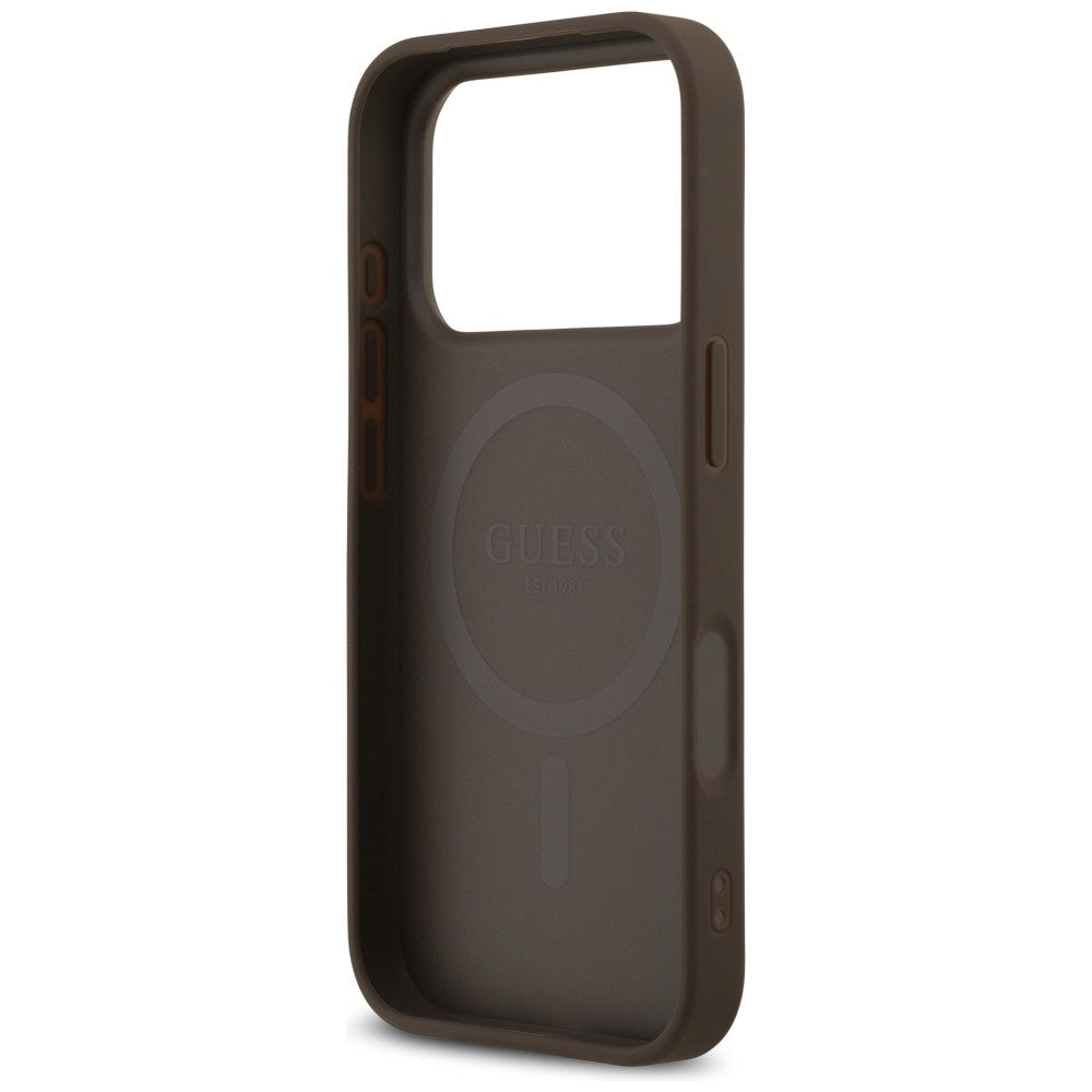 MagSafe-hoesje voor Apple iPhone 18 Pro / 17 Pro, Guess, 4G Triangle Strass, Bruin