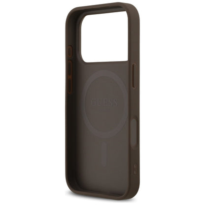 MagSafe-hoesje voor Apple iPhone 18 Pro / 17 Pro, Guess, 4G Triangle Strass, Bruin