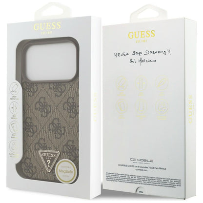 MagSafe-hoesje voor Apple iPhone 18 Pro / 17 Pro, Guess, 4G Triangle Strass, Bruin
