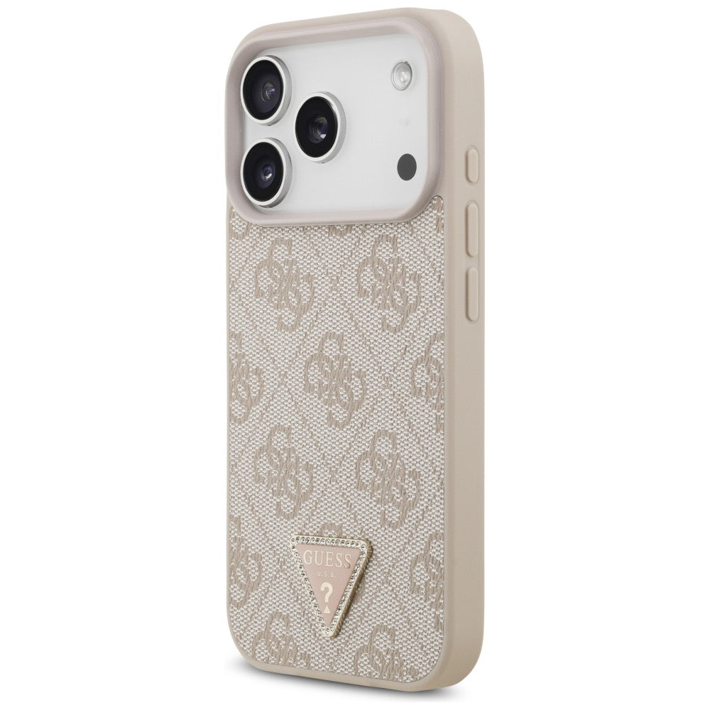 MagSafe-hoesje voor Apple iPhone 18 Pro / 17 Pro, Guess, 4G Triangle Strass, Roze