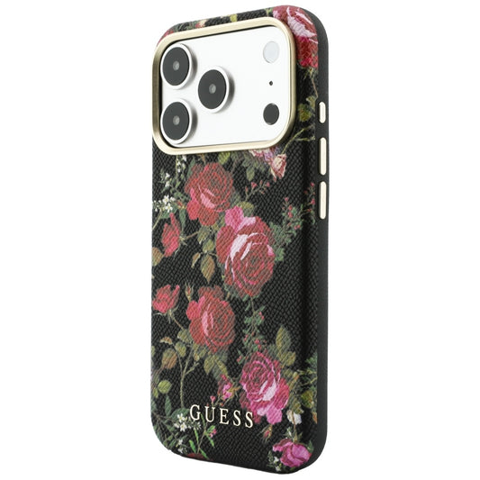 MagSafe-hoesje voor Apple iPhone 18 Pro / 17 Pro, Guess, Blossom Roses Print, zwart