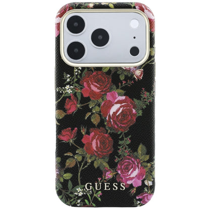 MagSafe-hoesje voor Apple iPhone 18 Pro / 17 Pro, Guess, Blossom Roses Print, zwart