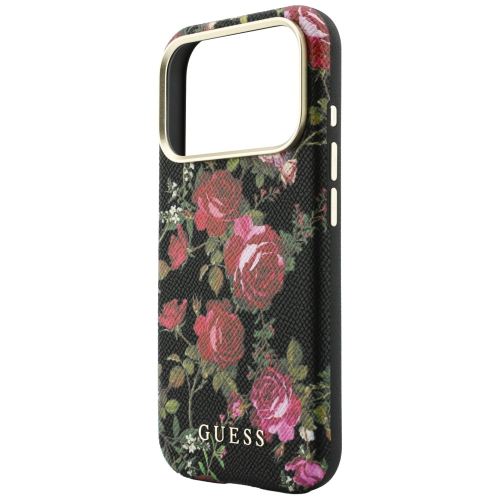 MagSafe-hoesje voor Apple iPhone 18 Pro / 17 Pro, Guess, Blossom Roses Print, zwart