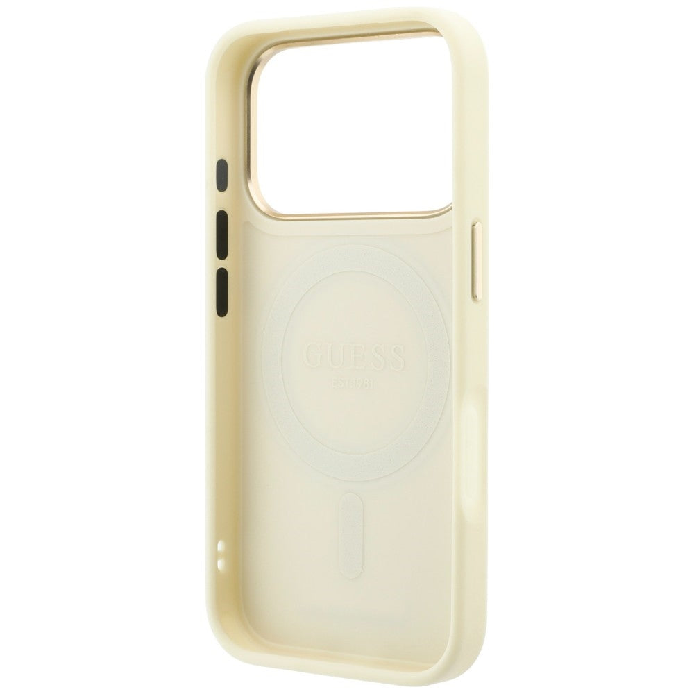 MagSafe-hoesje voor Apple iPhone 18 Pro / 17 Pro, Guess, Grained Ring Stand 360 Classic, Beige