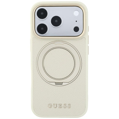 MagSafe-hoesje voor Apple iPhone 18 Pro / 17 Pro, Guess, Grained Ring Stand 360 Classic, Beige